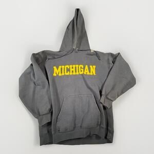 Michigan Wolverines Hoodie Sweatshirt Mens M Blue Pullover Hanes Apparel (A32)